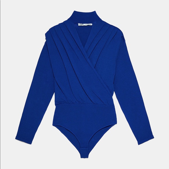 Zara bluish draped bodysuit - Picture 2 of 6